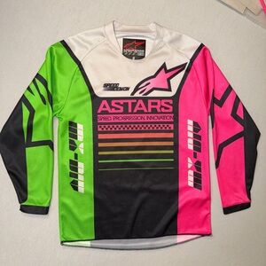 AlpineStars Pink, Green & Black Girls Compass Jersey Size Youth Small